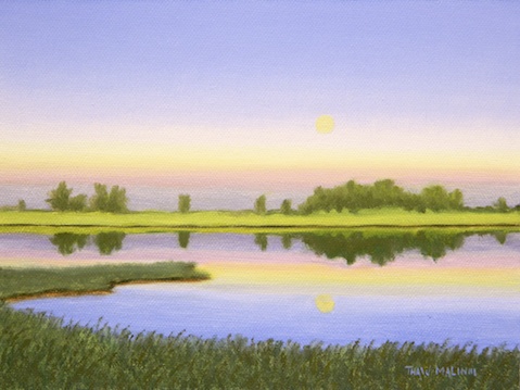 "Farm Pond Moon Rise"